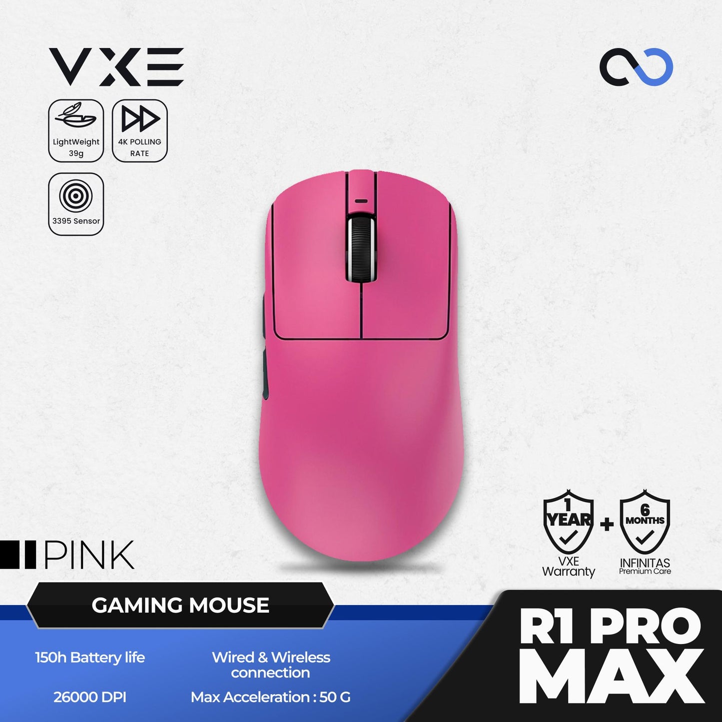 VXE R1 PRO MAX 4K Wireless Light Weight Gaming Mouse