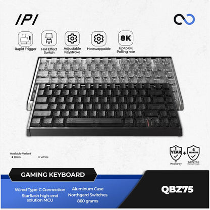 IPI QBZ75 HE 8K Hall Effect 75% Magnetic Keyboard Rapid Trigger SOCD DKS Wooting