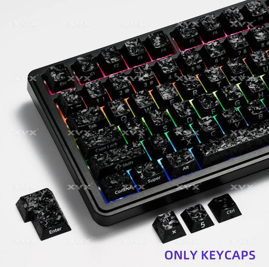 XVX Forged Carbon-Look Black Smart Kit Keycaps Cherry Side Profile Dye sub PC Keycap 119-Keys