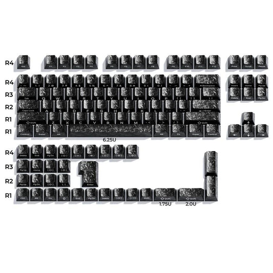 XVX Forged Carbon-Look Black Smart Kit Keycaps Cherry Side Profile Dye sub PC Keycap 119-Keys