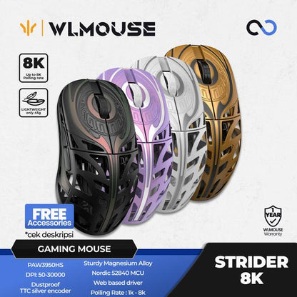 WLMouse Strider 8k Super Light Magnesium Wireless PAW3950 HS Gaming Mouse XM2 Shape