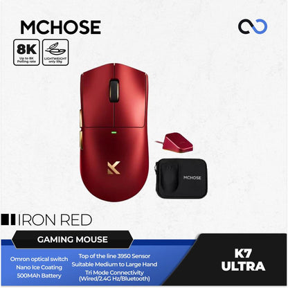 MCHOSE K7 Ultra 8K Wireless Ultra Light Weight PAW3950 TI Gaming Mouse Viper V3 Pro Shape