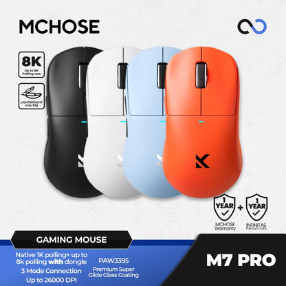 MCHOSE M7 Pro 8K Wireless Ultra Light Weight Gaming Mouse U2 Shape