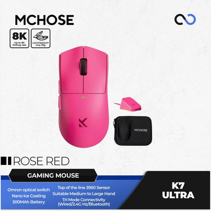 MCHOSE K7 Ultra 8K Wireless Ultra Light Weight PAW3950 TI Gaming Mouse Viper V3 Pro Shape