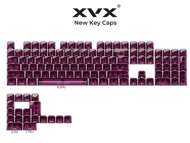 XVX Jelly Purple R2 Side-Printed Translucent MDA Profile Double Shot PC ABS Plastic Keycaps (122-Key)