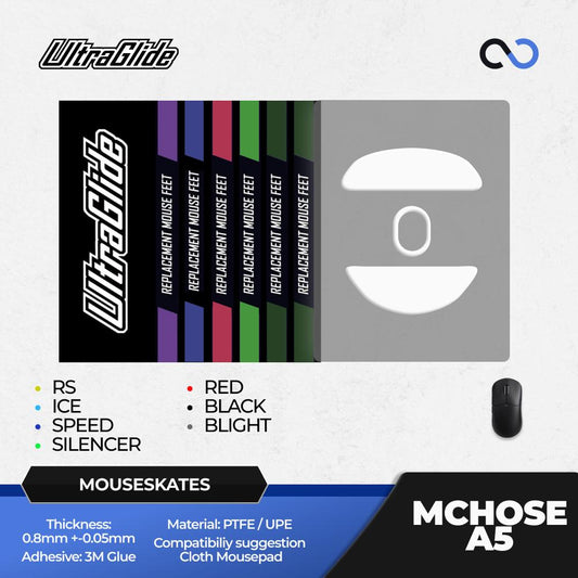 Meow Gaming Gear Ultraglide MCHOSE A5 / Noir M2 Gaming Mouse Feet / Mouse Skate