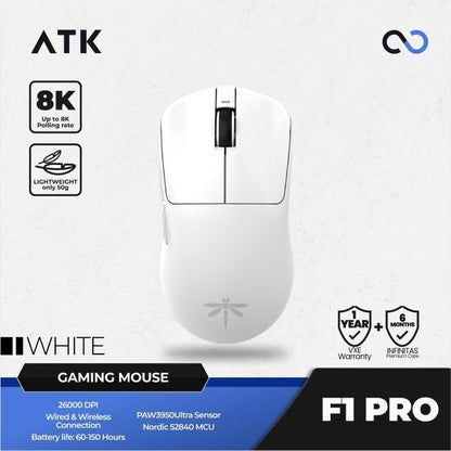 ATK F1 Pro / Pro Max Blazing Sky 8K Wireless Light Weight PAW3950 Gaming Mouse Viper Mini Shape