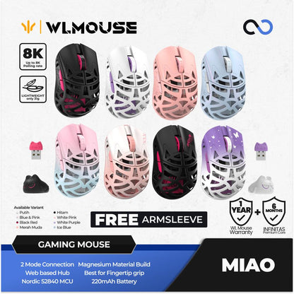 WLMouse Miao 8k Wireless Ultra Light Magnesium PAW3950 HS Finger tip Gaming Mouse