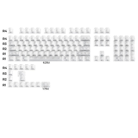 XVX Forged Carbon-Look Clear Base Kit Keycaps Cherry Side Profile Dye sub PC Keycap 119-Keys