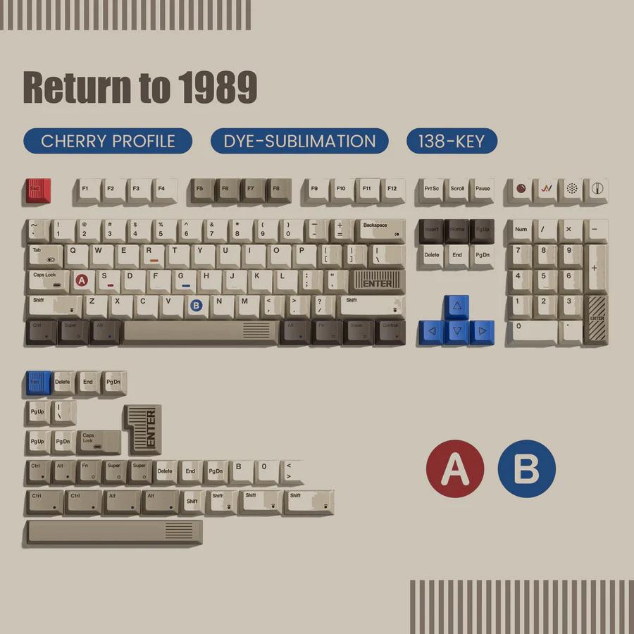 XVX Return to 1989 Keycaps Cherry Profile Dye sub PBT Keycap 133-Keys