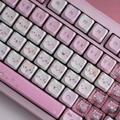 Soulcat Pixel Meow Meow Cat Theme Keycaps Cherry Profile Dye-sub PBT+PC Keycap 167-Keys