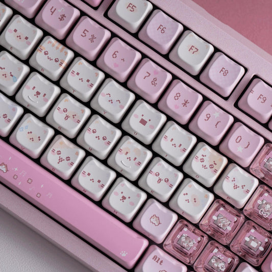 Soulcat Pixel Meow Meow Cat Theme Keycaps Cherry Profile Dye-sub PBT+PC Keycap 167-Keys