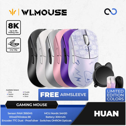 WLMouse Huan 8k Super Light Magnesium Wireless ambidextrous PAW3950HS Gaming Mouse