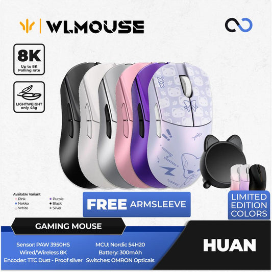 WLMouse Huan 8k Super Light Magnesium Wireless ambidextrous PAW3950HS Gaming Mouse