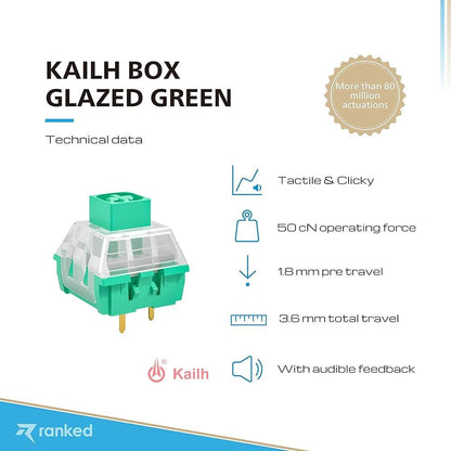 Kailh Box Glazed Green Pre-Lubed mechanical keyboard switch (Clicky)