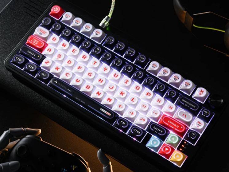 XVX Red Vortex Era MOA Profile Keycap Dye-Sub PBT Plastic Keycaps (126-Key)