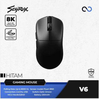 Scyrox V6 8K Light Weight Ambidextrous PAW3950 Wireless Gaming Mouse