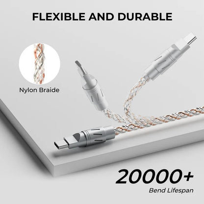 XVX CC8 Fabric Dual Output Braided RGB Cable 8k USB Type A to C 2 in 1 Mechanical Keyboard / Mouse Kabel Wire