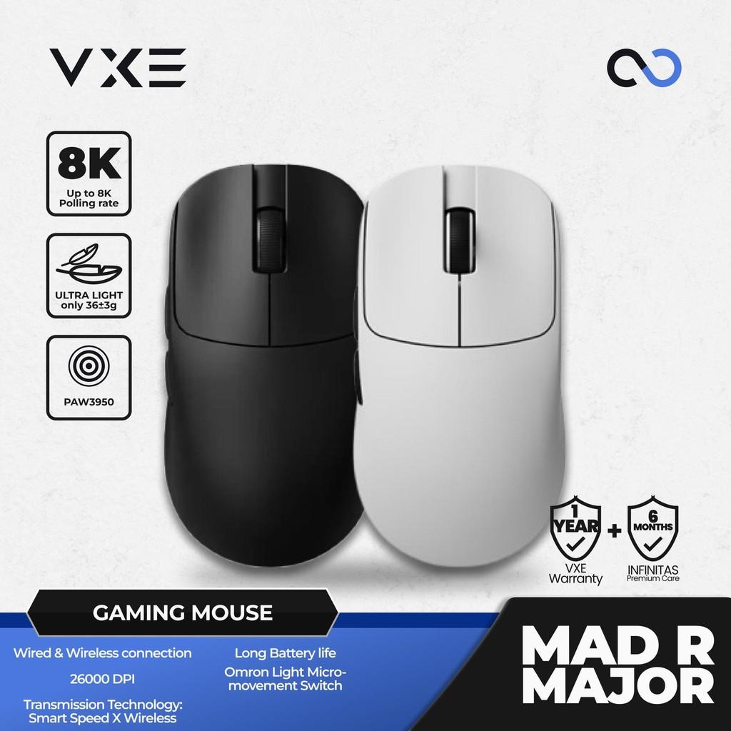 VXE MAD R MAJOR 8K Wireless Light Weight Ambidextrous PAW3950 Gaming Mouse