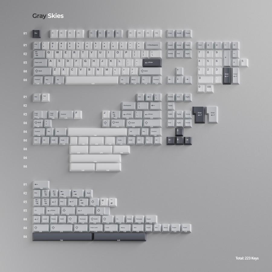 Wuque Studio WS Gray Skies Keycaps Cherry Profile Doubleshot PBT Keycap 223-Keys