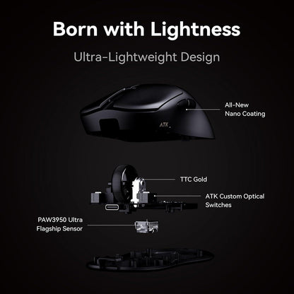 ATK U2 V2 Blazing Sky 8K Wireless Light Weight PAW3950 ULTRA Gaming Mouse Zowie U2 Shape