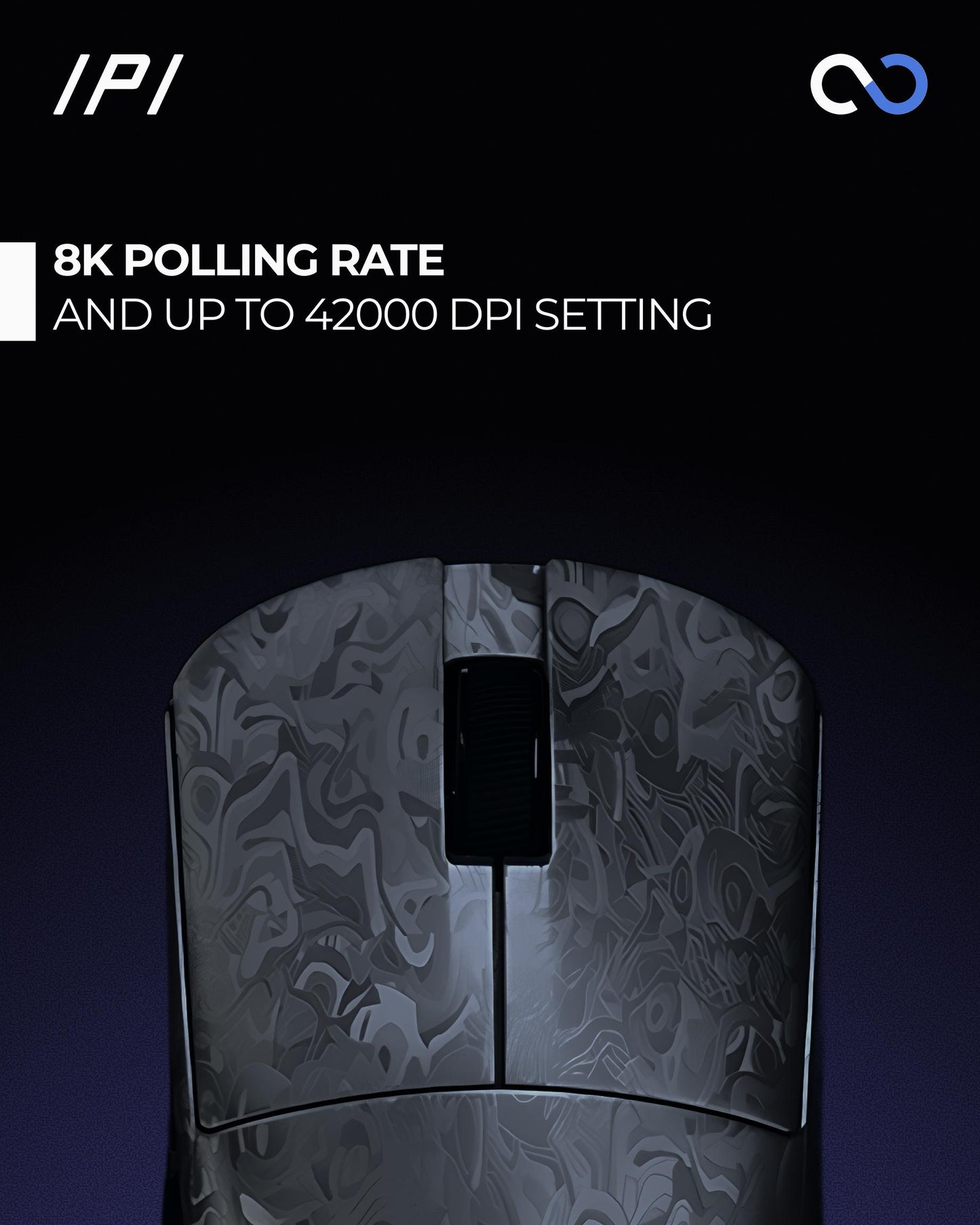 IPI QI PRO 8k Wireless Ultra Light Carbon Fiber PAW3950 Gaming Mouse