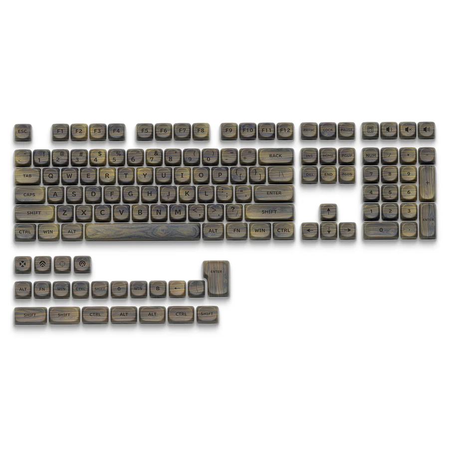 XVX Walnut Wood MOA Profile Keycap Dye-Sub PBT Plastic Keycaps (117-Key)
