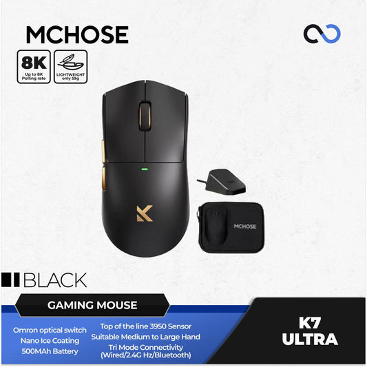 MCHOSE K7 Ultra 8K Wireless Ultra Light Weight PAW3950 TI Gaming Mouse Viper V3 Pro Shape