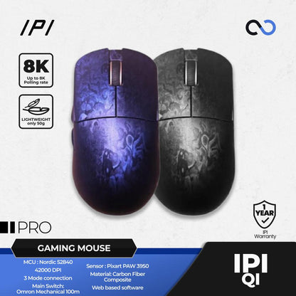 IPI QI PRO 8k Wireless Ultra Light Carbon Fiber PAW3950 Gaming Mouse