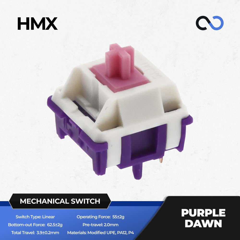 HMX Purple Dawn Pre-Lubed Mechanical Keyboard PCB Mount Switch (Linear) by Unikeys
