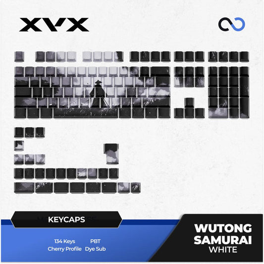 XVX Wutong Samurai White Keycaps Cherry Side Profile Dye sub Shine Through PBT Keycap 134-Keys