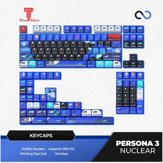 Titan Nation Persona 3 Theme Keycaps Nuclear Power Profile Dye Sub PBT+PC Keycap 144-Keys