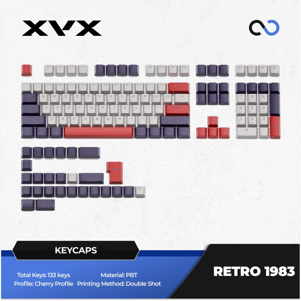 XVX Retro 1983 Keycaps Cherry Profile Double Shot Shine Through PBT Keycap 133-Keys