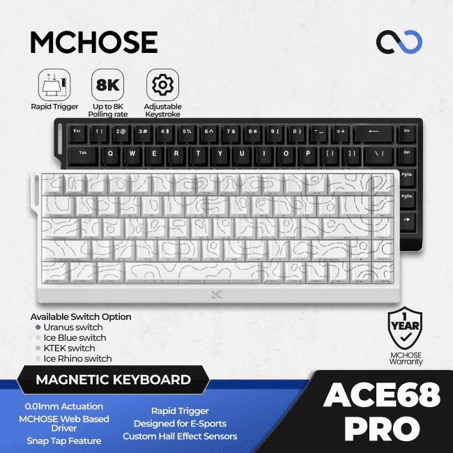 MCHOSE ACE68 E-Sports 8K Hall Effect 65% Keyboard Rapid Trigger SOCD DKS Wooting