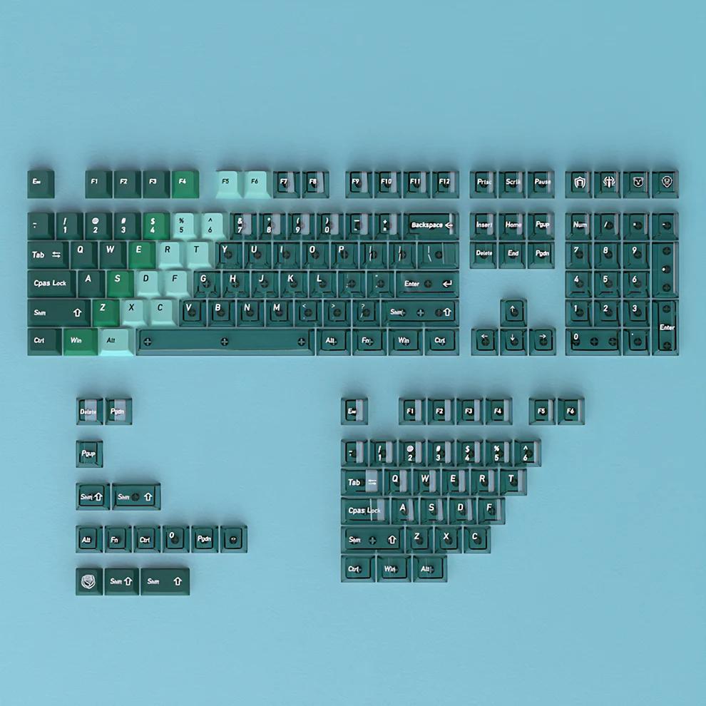 Infinitas Peacock Green Gradient Keycaps Cherry Profile Dye Sub / UV Printing PBT+PC Keycap 154-Key