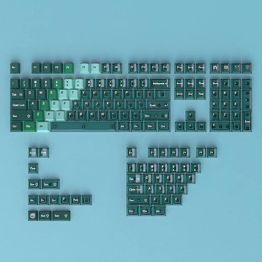 Infinitas Peacock Green Gradient Keycaps Cherry Profile Dye Sub / UV Printing PBT+PC Keycap 154-Key