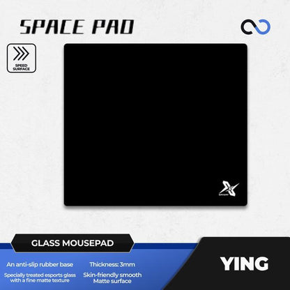 Spacepad Ying V2 Poron Base NON-COATED Tempered Glass Gaming Mousepad Kaca (Speed-Control)