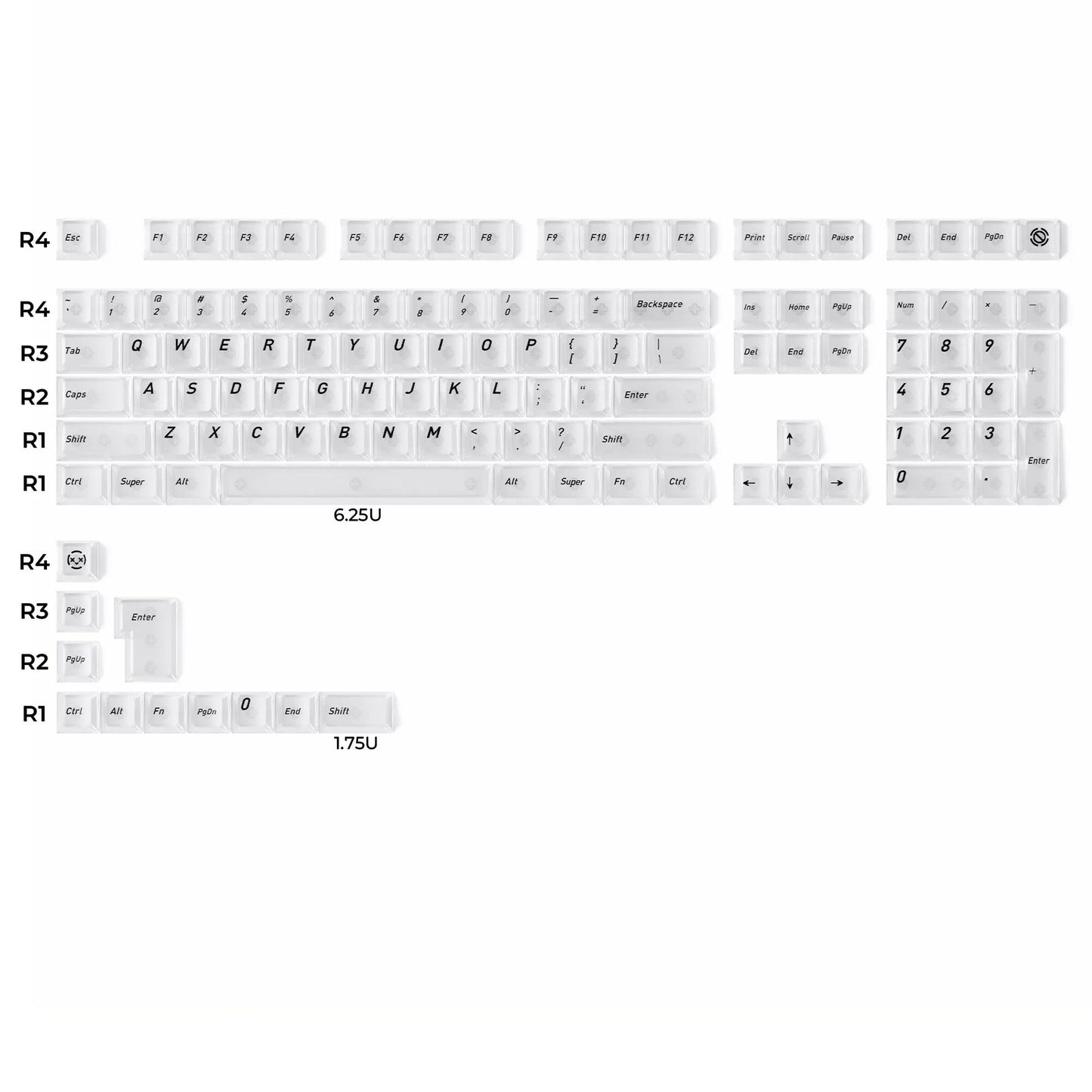 XVX Ethereal Frosted White Keycaps Cherry Profile UV Printed Shine Through PC Keycap 119-Keys