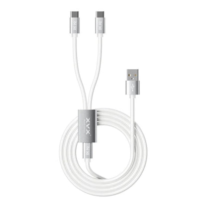 XVX CC8 Crystal Dual Output Braided RGB Cable 8k USB Type A to C 2 in 1 Mechanical Keyboard / Mouse Kabel Wire