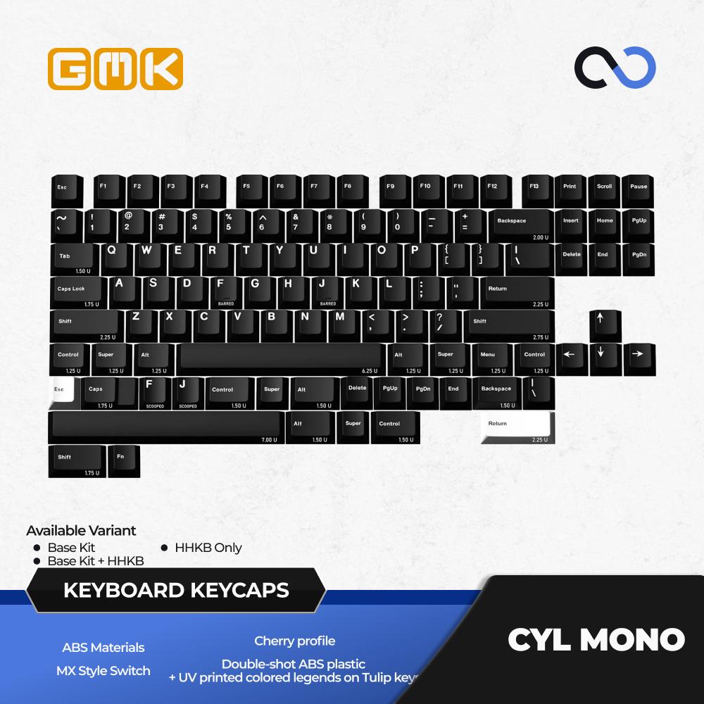 GMK CYL MONO Keycaps Cherry Profile Doubleshot + UV Print ABS Keycap 117+11-Keys