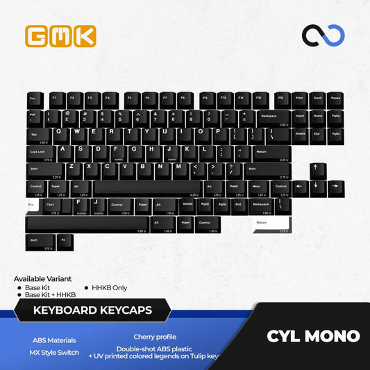 GMK CYL MONO Keycaps Cherry Profile Doubleshot + UV Print ABS Keycap 117+11-Keys