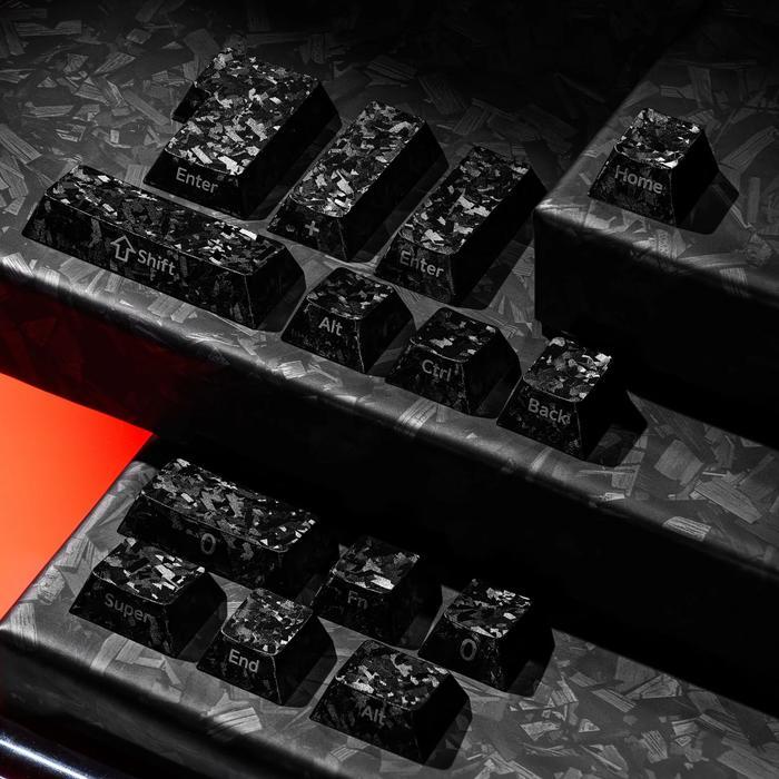 XVX Forged Carbon-Look Black Smart Kit Keycaps Cherry Side Profile Dye sub PC Keycap 119-Keys