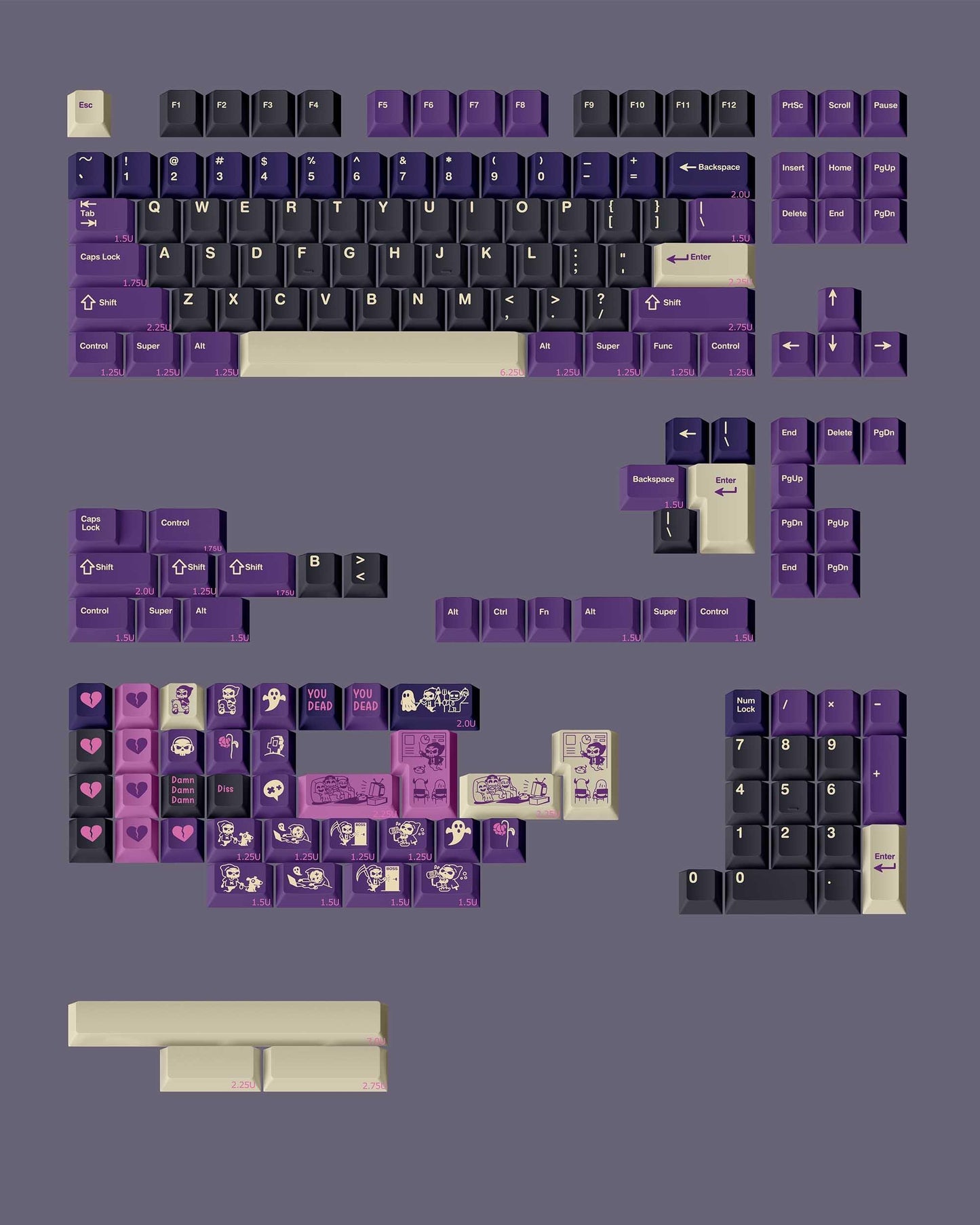 FBB Damn Keycaps Cherry Profile PBT Dye Subbed