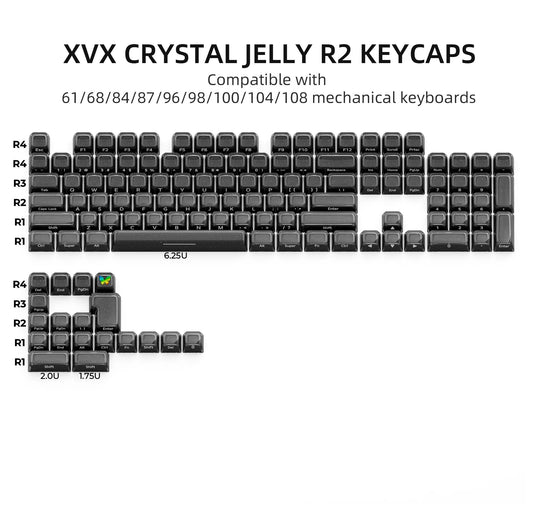 XVX Jelly R2 Side-Printed Translucent MDA Profile Double Shot PC ABS Plastic  Keycaps (122-Key)