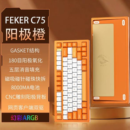 FEKER C75 75% CNC Aluminum Wireless Tri-Mode Mechanical Keyboard Gasket Mount Ball Catch Release