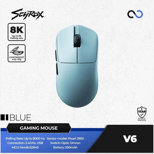 Scyrox V6 8K Light Weight Ambidextrous PAW3950 Wireless Gaming Mouse