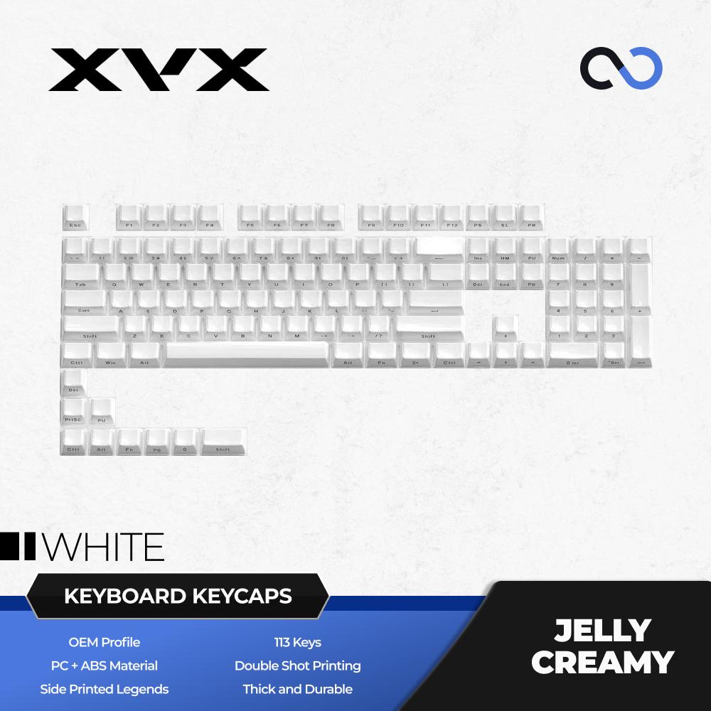XVX Jelly Creamy White Side-Printed Translucent Double Shot PC ABS Plastic OEM Profile Keycap (113-Key)