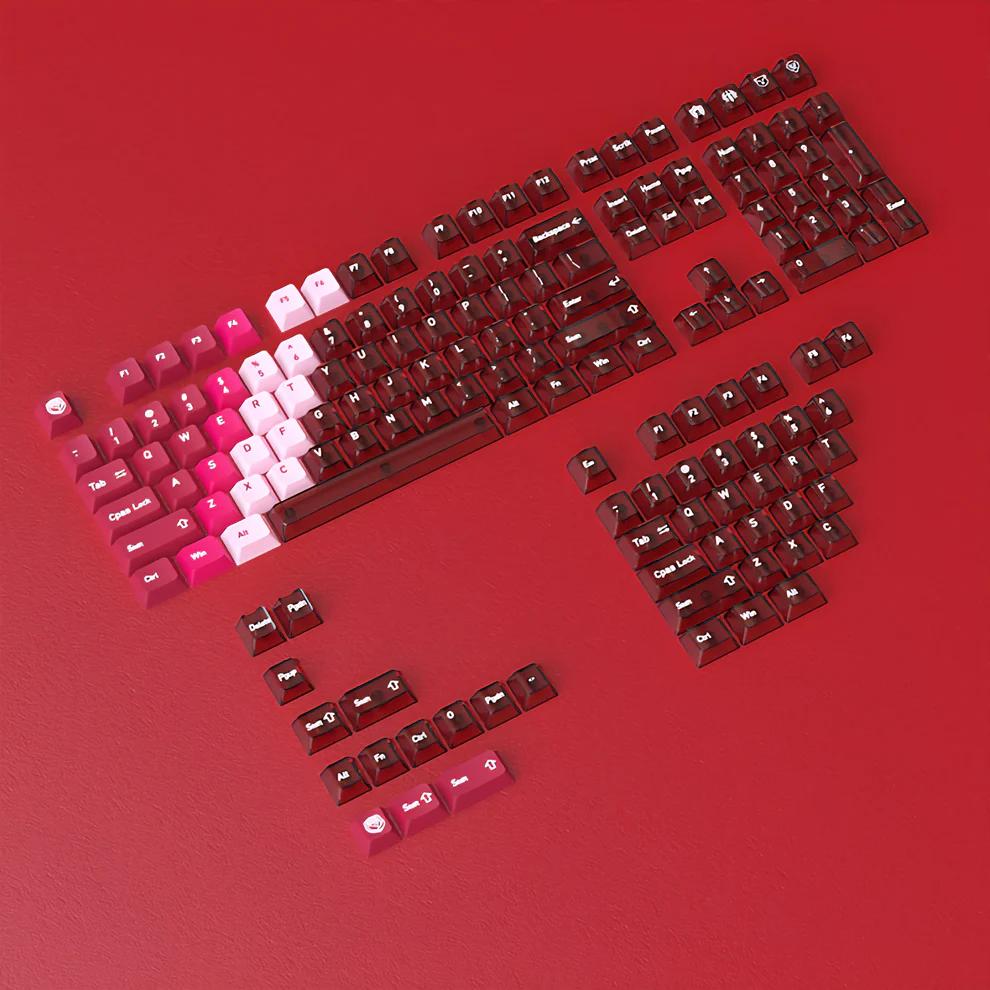 Infinitas Scarlet Flame Gradient Keycaps Cherry Profile Dye Sub / UV Printing PBT+PC Keycap 154-Key