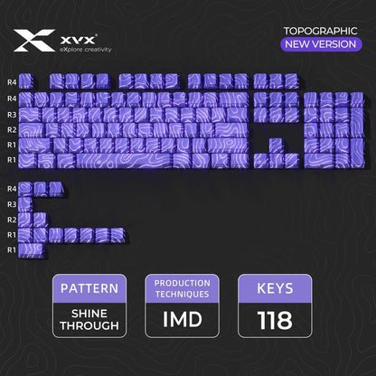 XVX Phantom Purple Topographic Keycaps OEM Profile IMD-tech Keycap 118-Keys