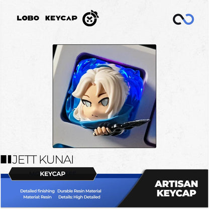 Lobo Jett Kunai Variant Valorant Agent Theme Artisan Keycaps Resin Keycap